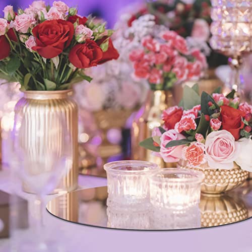 JAMBALAY 12" Round Mirror Centerpieces for Tables, Set of 12 Glass Mirror Table Centerpieces, Circle Glass Mirror Trays, M...