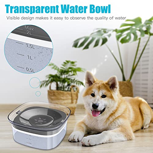 UPSKY 70oz Dog Water Bowl 2L No Spill Dog Bowls Large Capacity Spill Proof Slow Water Feeder, No Splash Pet Water Dispense...