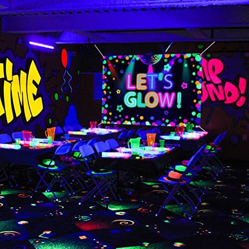 7x5ft Neon Let's Glow Party Backdrop Colorful Photography Background Glow in The Dark Party Supplies, Neon Party Decoratio...