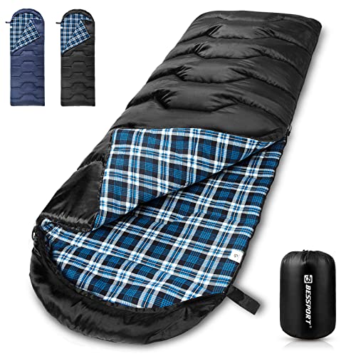 Bessport Sleeping Bag Winter | Flannel Lined 18℉ - 32℉ Extreme 3-4 Season Warm & Cool Weather Adult Sleeping Bags Large | ...