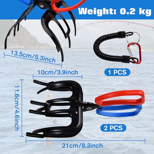 LEONTOOL 3 Claw Fish Grippers for Fishing, Non-Slip Lightweight Fishing Pliers Gripper, Metal Fishes Control Clamp Claw wi...