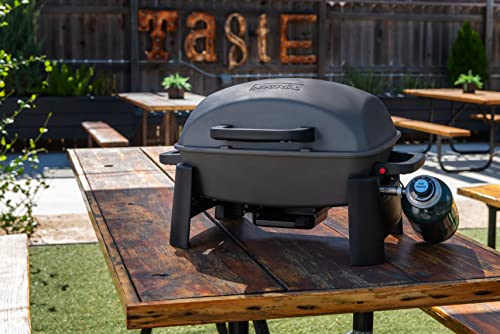 Nexgrill 10,000BTU 1-Burner Portable Propane Gas Grill Bundle with SHINESTAR Propane Adapter & Hose for Coleman Stoves, Bl...