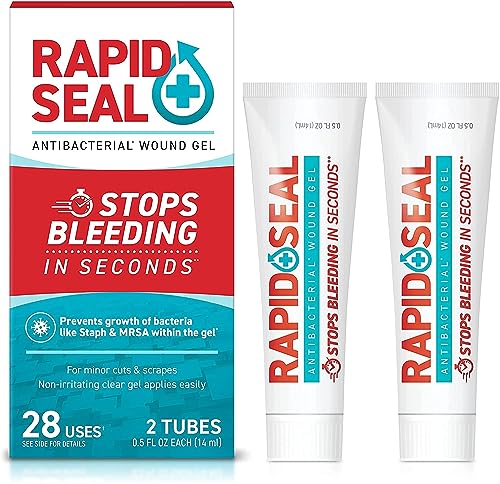 Rapid-Seal Wound Gel (2 Tubes) | Stops Bleeding in Seconds | Ideal for Cuts, Scrapes and Razor Nicks for Emergency First A...