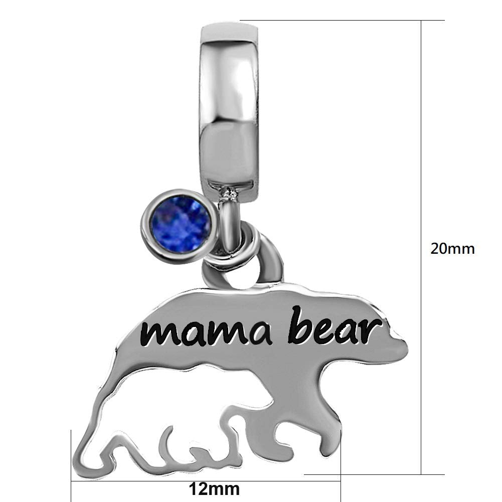 JMQJewelry Blue Dangle Mom Daughter Mama Bear Birthday Birthstone September Christmas Womens Bead Charms Compatible with Pandora
