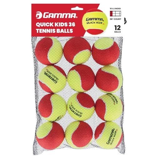 GAMMA Quick Kids 36, 60, & 78 Training Tennis Balls for Kids & Beginners, Low-Compression Core Reduces Speed & Bounce, Great for Tennis Practice, USTA & ITF Approved for Use in 10 & Under Tournaments