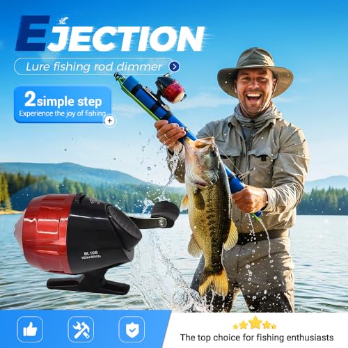 Fishing Catapult Rod, 2026 Upgraded Slingshot Fishing Reel, Portable Catapult & Ice Fishing Rod, Telescopic Lure Launcher ...