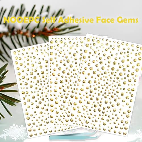 NOOEPC Gold Face Gems Glitter Body Glittery Stereo Gem Stickers Rave Accessories Makeup Rhinestone Stickers Y2K Style Musi...