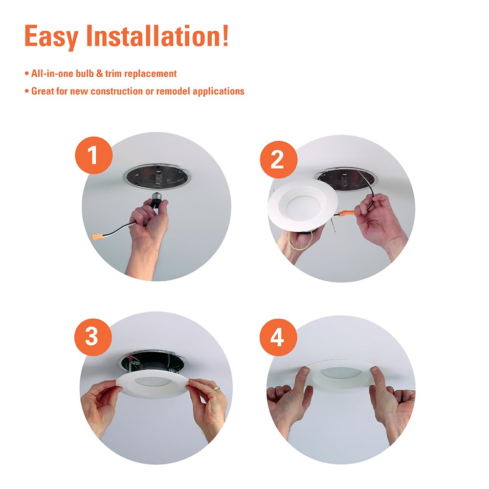 HALO 5 inch / 6 inch LED Recessed Light Trim with 5 Color Temperatures, Dimmable Baffle Can Lights for Ceiling, 6-Pack. 750 Lumens LT56079FS1EWHR6PK