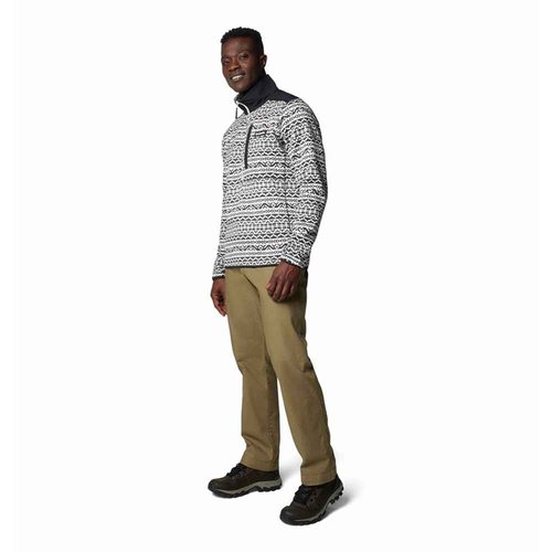Columbia Men's Sweater Weather Printed Half Zip II, Dark Stone Madras Tonal, Medium