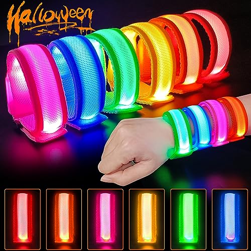 GIFTINBOX 12/6 PCS LED Light Up Bracelets for Kids Adults, LED Glow Flashing Arm Wrist Bands, Glow in The Dark Party Suppl...