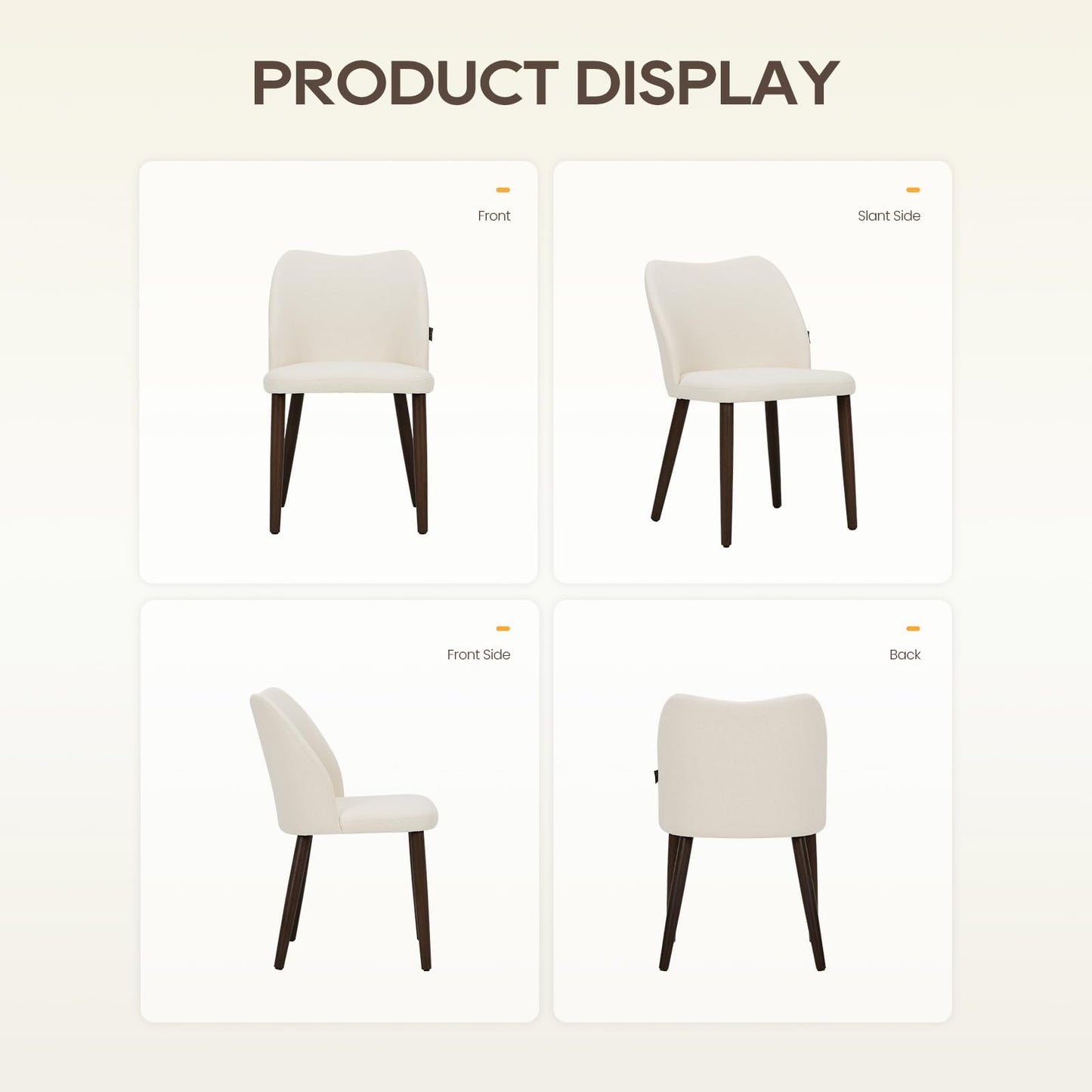 Wooden Dining Chairs Set of 2, Upholstered Kitchen Dining Room Chair, Modern Fabric Farmhouse Dinner Chair for Restaurant & Cafe, Beige