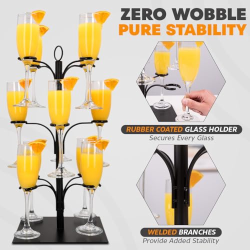 Ksestor Drink Stand - Holds 12 Glasses – Cocktail Tree Stand Tower- Mimosa Bar Display for Parties - Wine Glass Holder