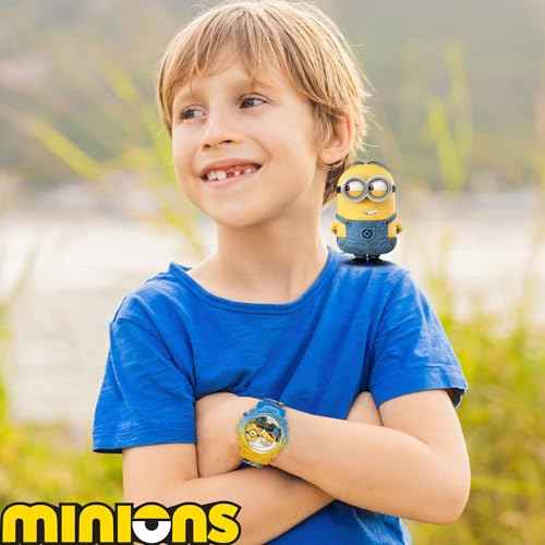 Accutime Minions Kids Watch ? Flashing Dial Lights, LCD Display, Adjustable Comfortable Strap, Collectible Tin ? Perfect for Boys and Girls