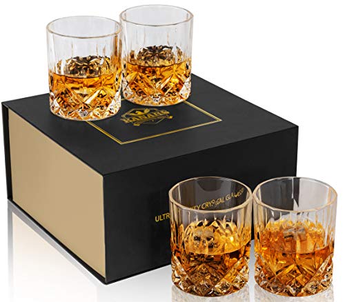 KANARS Old Fashioned Whiskey Glasses with Luxury Box - 10 Oz Rocks Barware For Scotch, Bourbon, Liquor and Cocktail Drinks...
