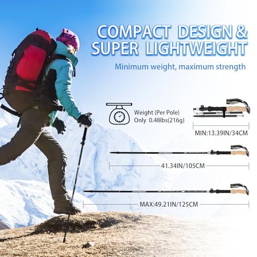 Overmont 7075 Aluminum Trekking Poles - Lightweight Collapsible Hiking Poles Adjustable Walking Sticks with EVA Handle All...