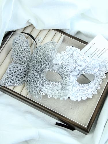 iamrzye Masquerade Mask for Women Sparkly Venetian Mask Butterfly Cosplay Mask Halloween Costume Eyemask