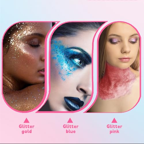 HAIOLORPRO Gold Blue Pink Body Glitter Stick, Face Hair Glitter Stick for Kids, Glitter Face Paint Hair Accessories for Wo...