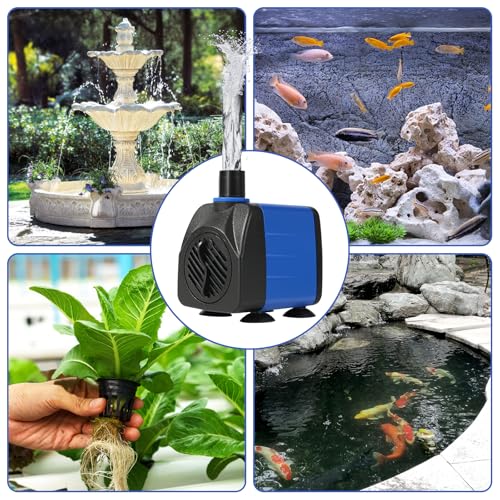 AQUANEAT Small Fountain Pump, 160 GPH Mini Submersible Water Pump with 3.3 ft Tubing, for Aquarium Fish Tank, Pet Water Fo...