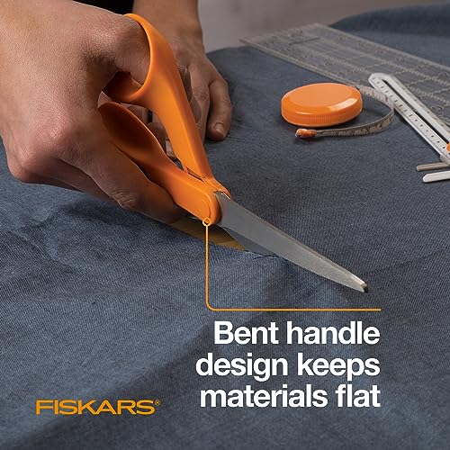 Fiskars 8" Original Orange-Handled Stainless Steel Scissors, Ergonomic and Keeps Material Flat, Sharp All-Purpose Paper an...