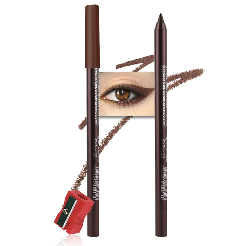 Kaely Gel Eyeliner Pencil for Women, Dark Coffee Eye Liner Waterproof Smudge Proof with Sharpener, Waterline Eye Makeup Liners,