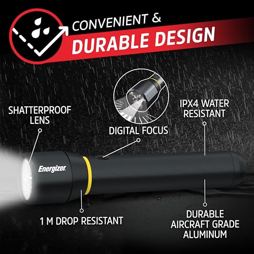 Energizer LED Flashlight Vision PRO, Ultra Bright 1000+ Lumens, IPX4 Water Resistant, Aircraft-Grade Aluminum LED Light, R...