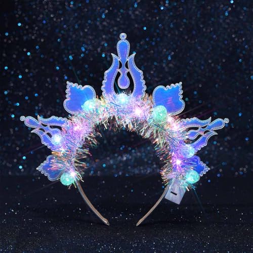 Urieo Ball Light Up Headband Led Colorful Headpiece Glow Party Crown Christmas Hair Accessories for Women