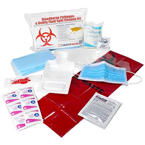 22 Piece Bodily Fluid Clean Up Pack/Bloodborne Pathogen Spill Kit - be OSHA Compliant and Protect from Dangerous Exposure ...