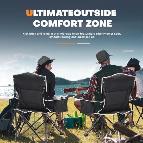 XMT Premium Padded Folding Chair, Extra Wide & Heavy Duty 450lbs Capacity, Portable Camping Chair with Insulated Cooler, C...