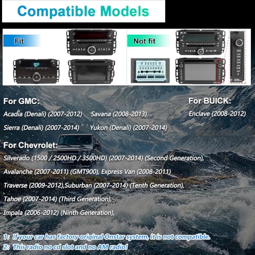 Vratzn Car Radio Stereo for Chevrolet Silverado GMC Sierra Yukon 2007-2013 Android 13 CarPlay Android Auto GPS Navigation ...