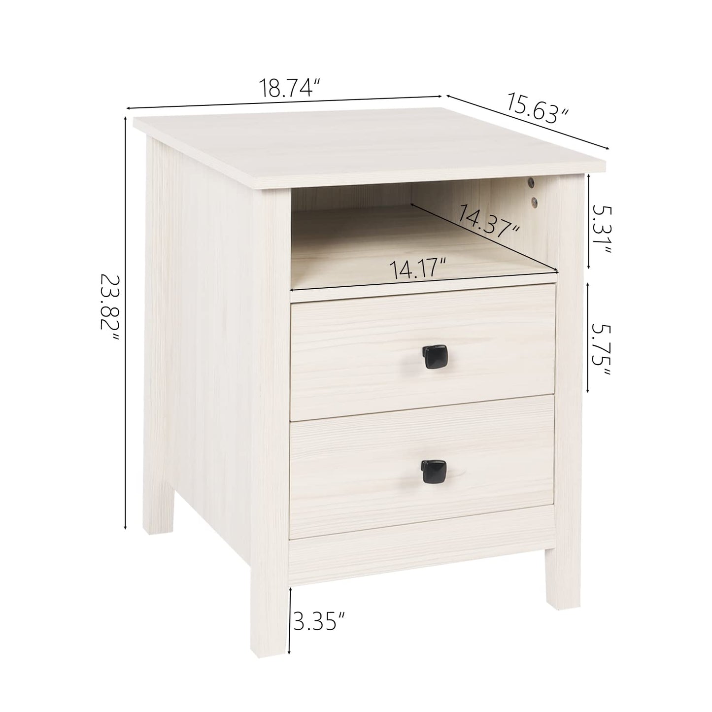 Vikiullf Dresser and Nightstand Set - 3 Pieces Bedroom Set with 7 Drawers Chest and 2 Drawer Night Stands, Wooden Storage Cabient for Bedroom, White Wood Grain