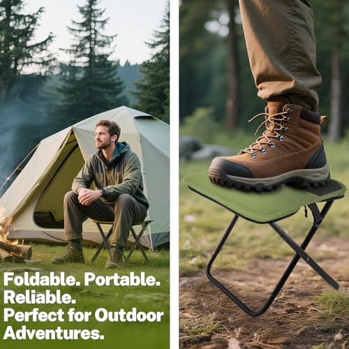 HGEKLIZV Portable Stool, Small Folding Stool for Adults, Ultralight Camping Stools for Hiking and Fishing (Green)