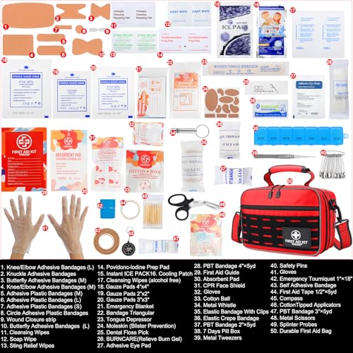 VRIEXSD Premium 450 Piece Large First Aid Kit for Home, Travel, Camping, Car, Hiking & Outdoor Emergencies - Emergency Med...