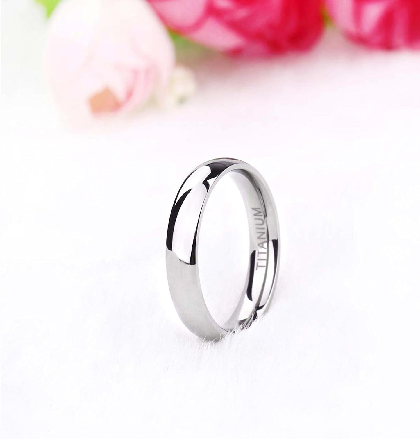 TIGRADE 2mm 4mm 6mm 8mm 10mm Titanium Ring Plain Dome High Polished Wedding Band Comfort Fit Size 3-15,4mm,Size 9