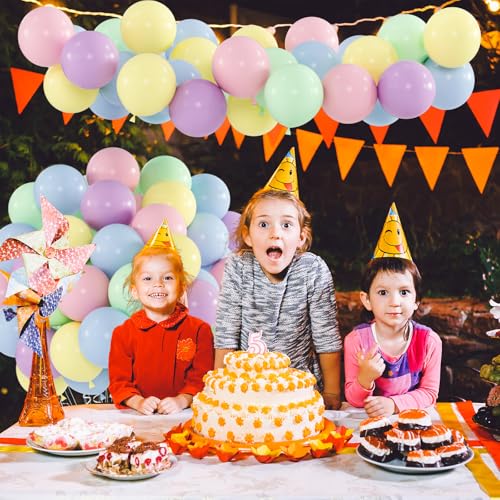 100-Pack Mix Macaron Balloons Kit, Helium Quality Paetel Pink Blue Purple Green and Yellow Latex Balloons for Birthday, Ba...