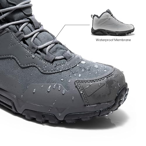 NORTIV 8 Men's Waterproof Hiking Boots, Lightweight Tactical Boots for Men, Mid Ankle Men's Hiking Boots for Trekking Trai...