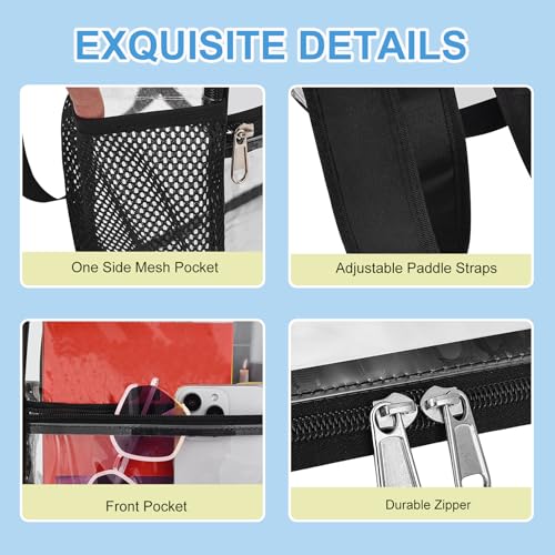 Busiuw Clear Backpack for Stadium Events - 12x12x6, Mini Small Clear Bag Sports Fan Backpacks with Front Pocket for Concer...