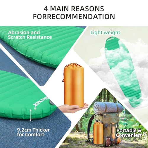 Ultralight Sleeping Pad for Camping, 74.8"x23.2" Camping Mat with Pump Sack Inflatable Sleeping Pads Compact for Camping B...