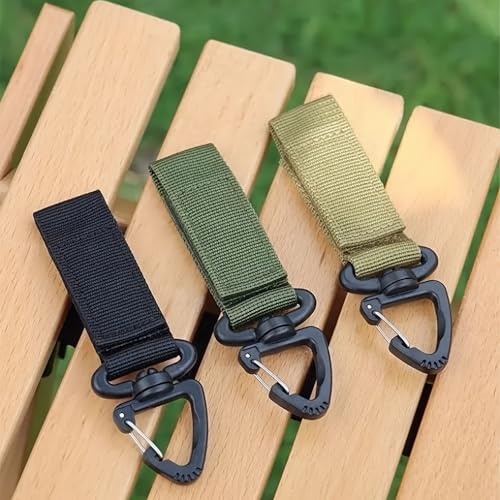 Tactical Key Ring Chain D-Ring Snap Clip Carabiners Keychain Keeper Buckle Hanging Hooks Holder Gear Light Weight