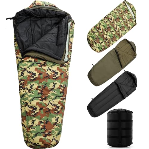 Macarrie Army Modular Military Sleeping Bag System for Adults Camo Thickened Multi Layered MSS Mummy Shaped Sleeping Bag w...