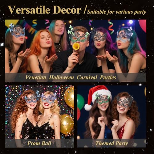 LCKRVOL Masquerade Mask for Women, Fit Well Mardi Gras Mask with Adjustable Strap for Masquerade Costume Party