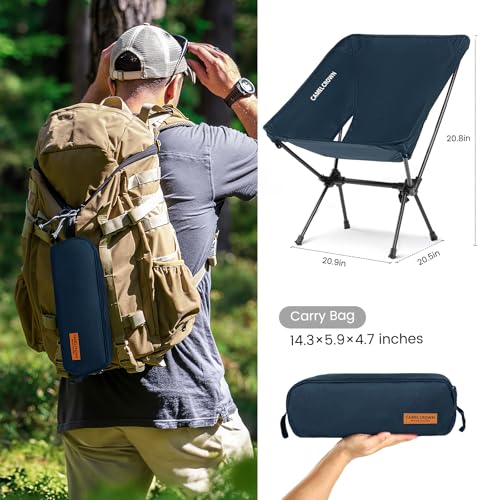 CAMEL CROWN Portable Camping Chair Folding Compact Lawn Lightweight Backpacking Chair with Carry Bag for Outdoor Hiking Be...
