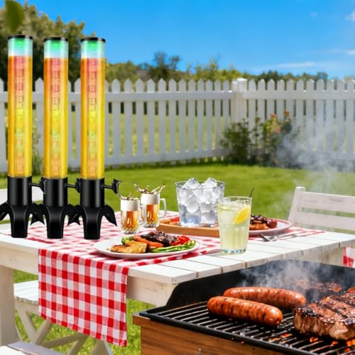 3L Mimosa Tower Dispenser, 100oz/3.17 Qt. Drink Tower Tabletop Beer Dispenser with Ice Tube for Bars Bars Parties Restaura...