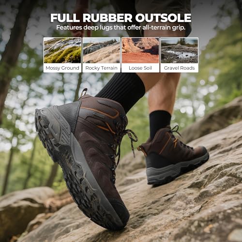 NORTIV 8 Men's Waterproof PRO Hiking Boots Outdoor Lightweight Non-Slip Arch Support Trekking Camping Ankle Boots Armadill...