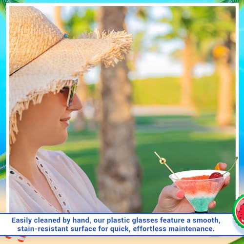 Baderke 24 Pack Plastic Martini Glasses with Gold Pearl Cocktail Picks Disposable Clear Mini Cocktail Cups Dessert Glasses...