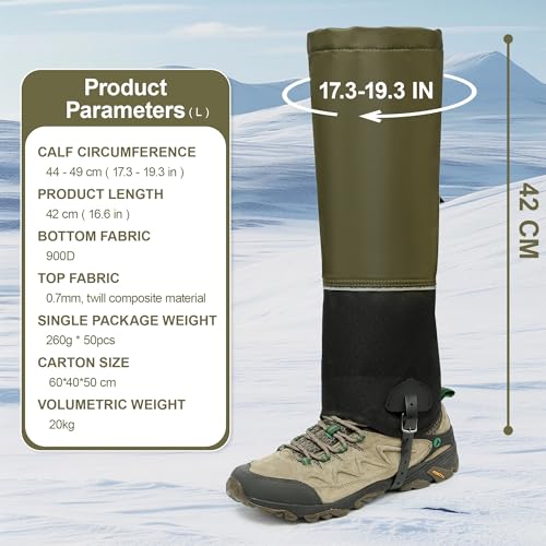 HZSMART Leg Gaiters for Men Women - Waterproof Winter Hiking Gear Upgraded TPU, Wide Size Compatibility & Reflective Strip...