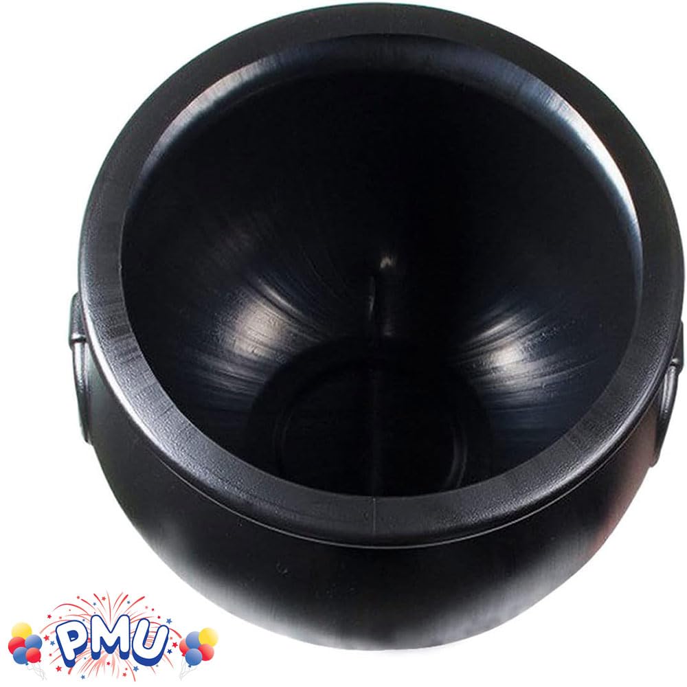 PMU 16 Inch Black Cauldron Kettle, Halloween Witch Plastic Kettle, Party Decorations Indoor & Outdoor, Favor Decoration (1/Pkg) Pkg/1
