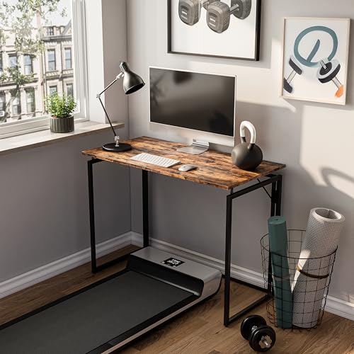 alawooder Folding Desk - 31.5" Wood Top Foldable Desk for Small Spaces | No Assembly Required Compact Desk for Home Offic...
