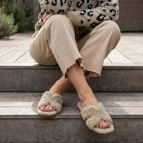 CUSHIONAIRE Women's Visa cozy slide sandal +Memory Foam, Wide Widths Available