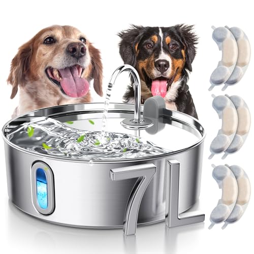 Smartoo Dog Water Fountain for Large Dogs 7L/236oz Stainless Steel Dog Water Bowl Dispenser Automatic Cat Water Fountain w...