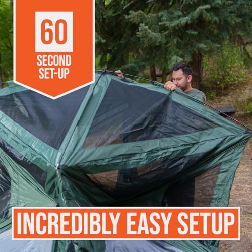 Instant Pop Up Camping Tent for 4-6 People | High-End All-Season Tent with Mesh Windows, Waterproof Rainfly & Tool-Free Se...